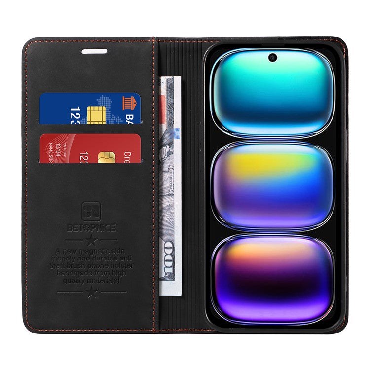 BETOPNICE 003 For Infinix Hot 50i 4G / Smart 9 4G Wallet Case Leather Phone Cover with Stand - Black