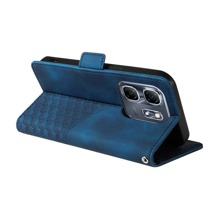For Infinix Hot 50i 4G / Smart 9 4G Case PU Leather Phone Cover Rhombus Starry Imprinted - Blue