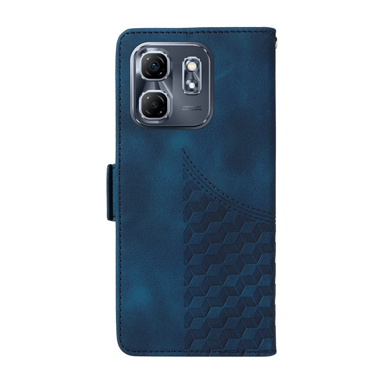 For Infinix Hot 50i 4G / Smart 9 4G Case PU Leather Phone Cover Rhombus Starry Imprinted - Blue