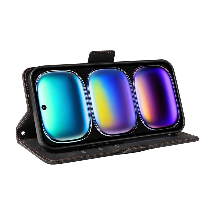 For Infinix Hot 50i 4G / Smart 9 4G Case PU Leather Phone Cover Rhombus Starry Imprinted - Black