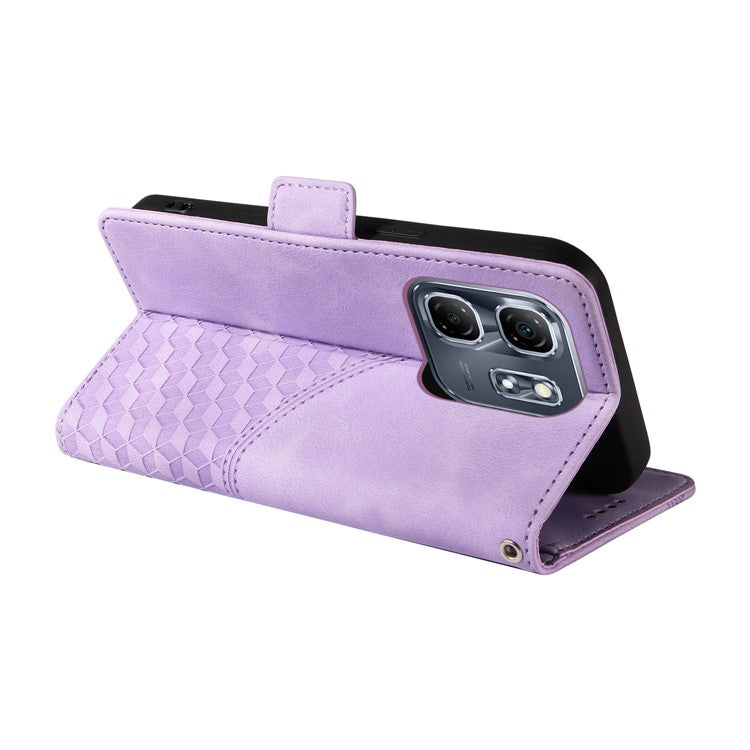 For Infinix Hot 50i 4G / Smart 9 4G Case PU Leather Phone Cover Rhombus Starry Imprinted - Purple