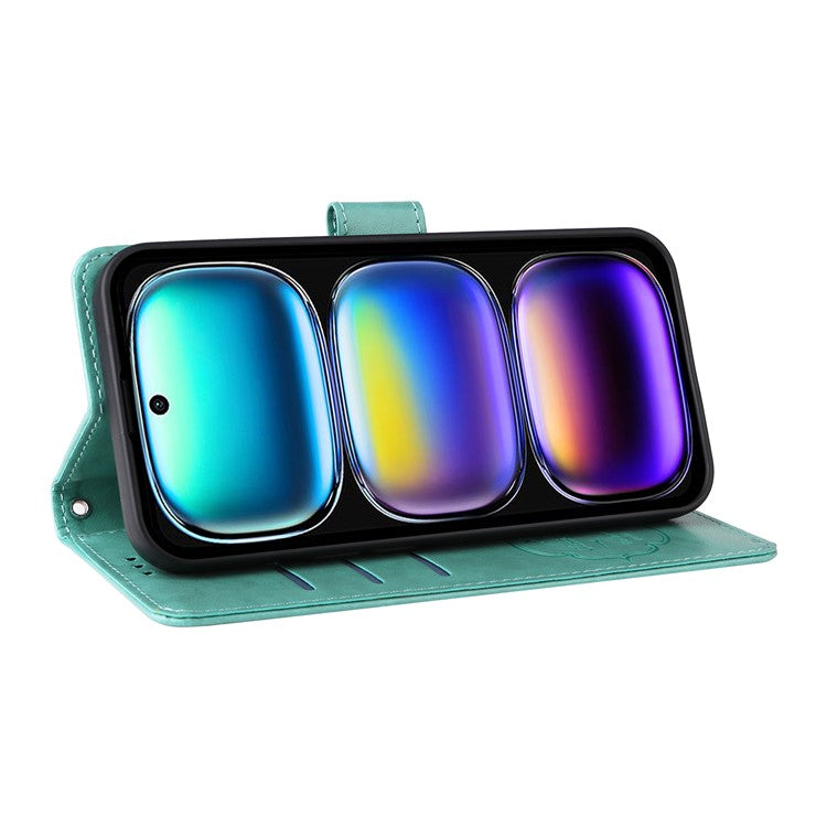 For Infinix Hot 50i 4G / Smart 9 4G Leather Case Butterfly Floral Imprint Wallet Stand Cover - Green