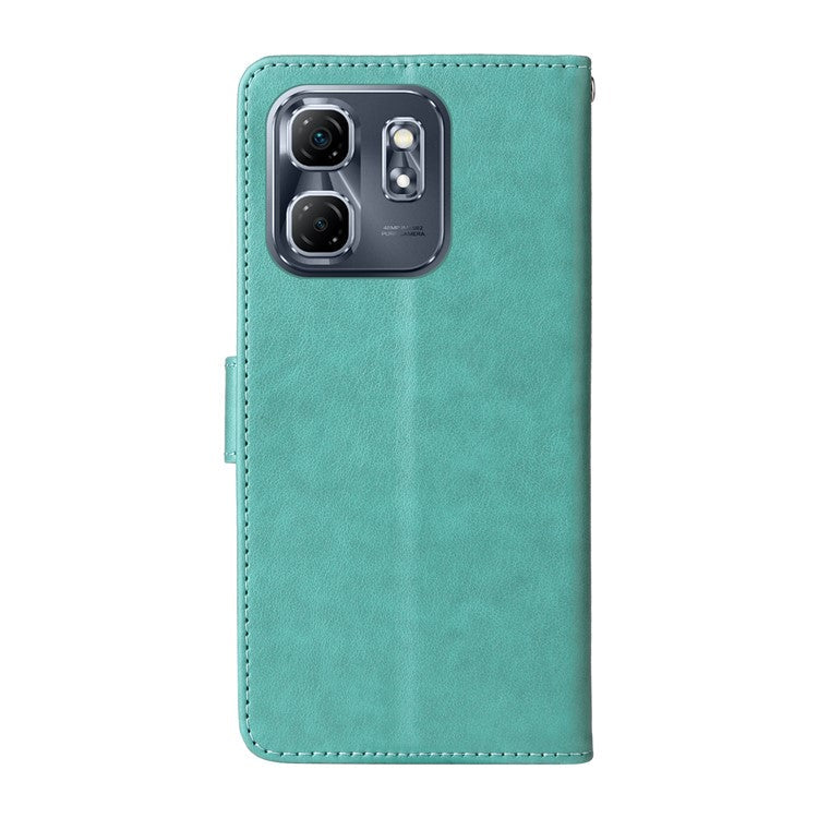 For Infinix Hot 50i 4G / Smart 9 4G Leather Case Butterfly Floral Imprint Wallet Stand Cover - Green