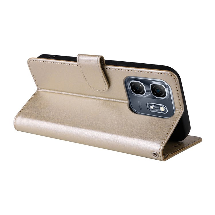 For Infinix Hot 50i 4G / Smart 9 4G Leather Case Butterfly Floral Imprint Wallet Stand Cover - Gold