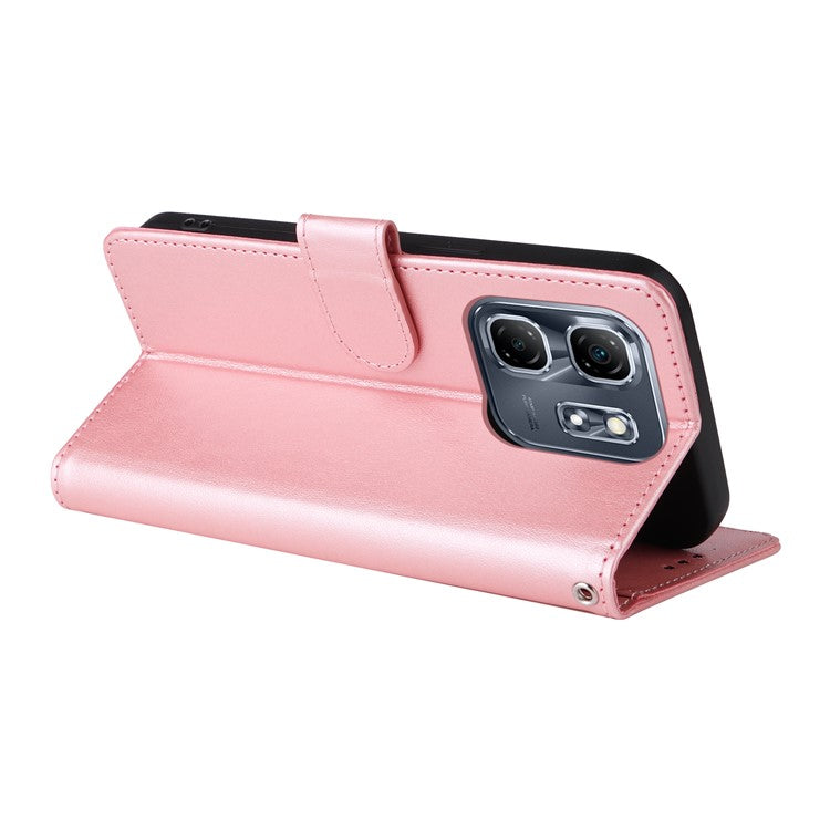 For Infinix Hot 50i 4G / Smart 9 4G Leather Case Butterfly Floral Imprint Wallet Stand Cover - Pink