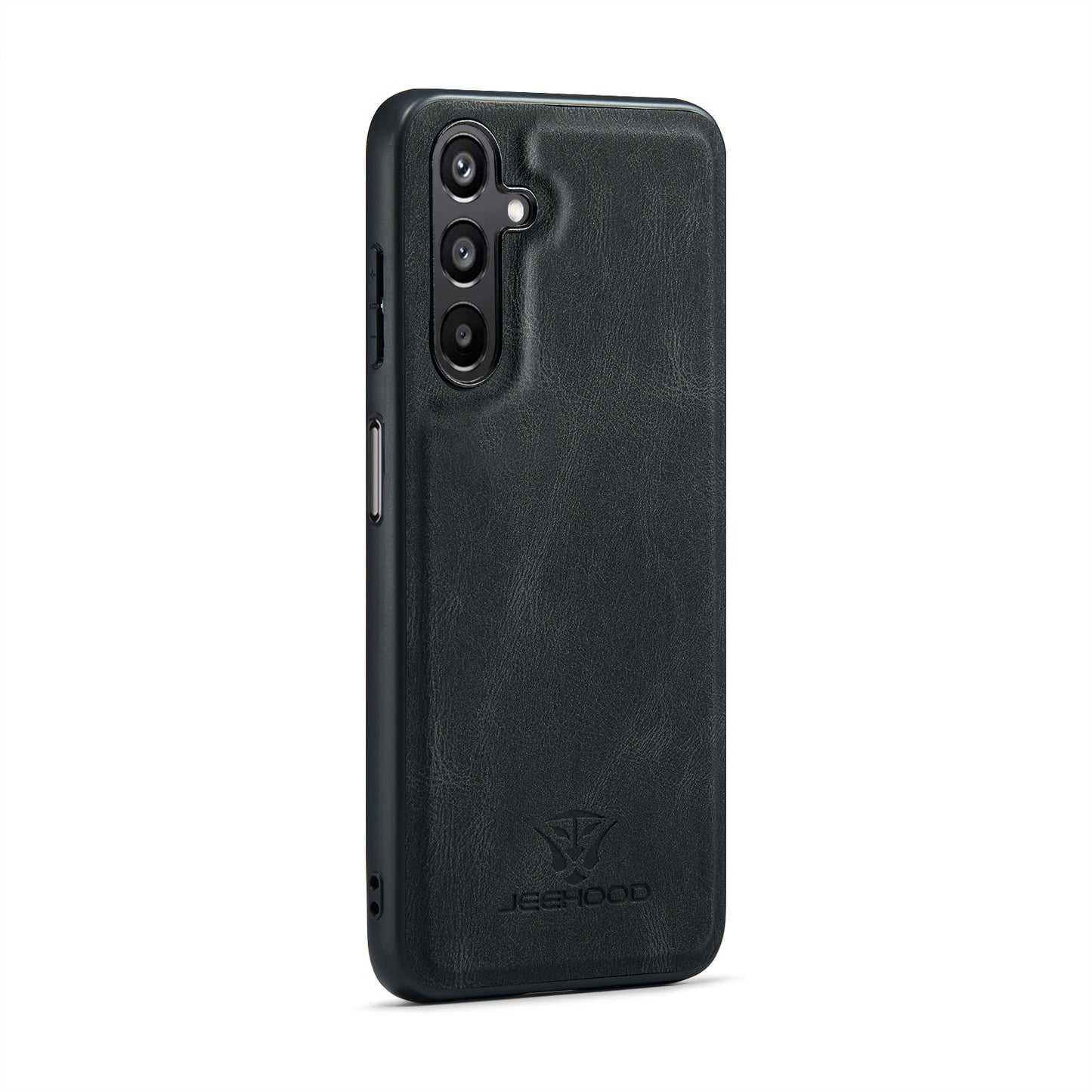 For Samsung Galaxy A16 5G Case JEEHOOD J01 Retro Leather Phone Back Cover with Detachable Magnetic Card Holder - Black