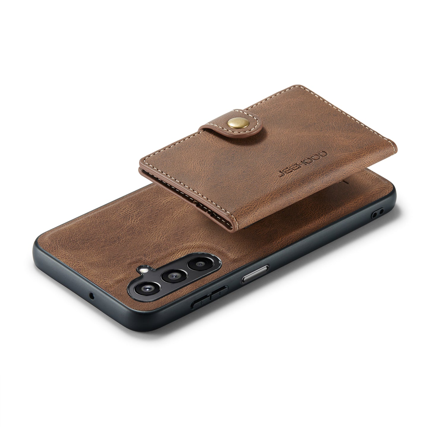 For Samsung Galaxy A16 5G Case JEEHOOD J01 Retro Leather Phone Back Cover with Detachable Magnetic Card Holder - Brown