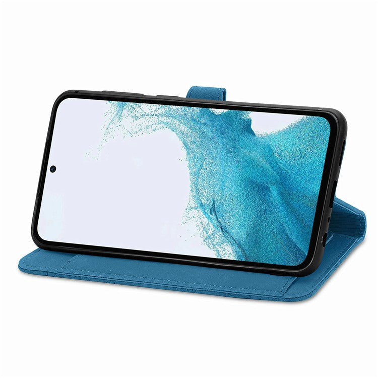 For Samsung Galaxy A36 5G / A56 5G Case Zipper Wallet PU Leather Flower Imprint Phone Cover - Blue