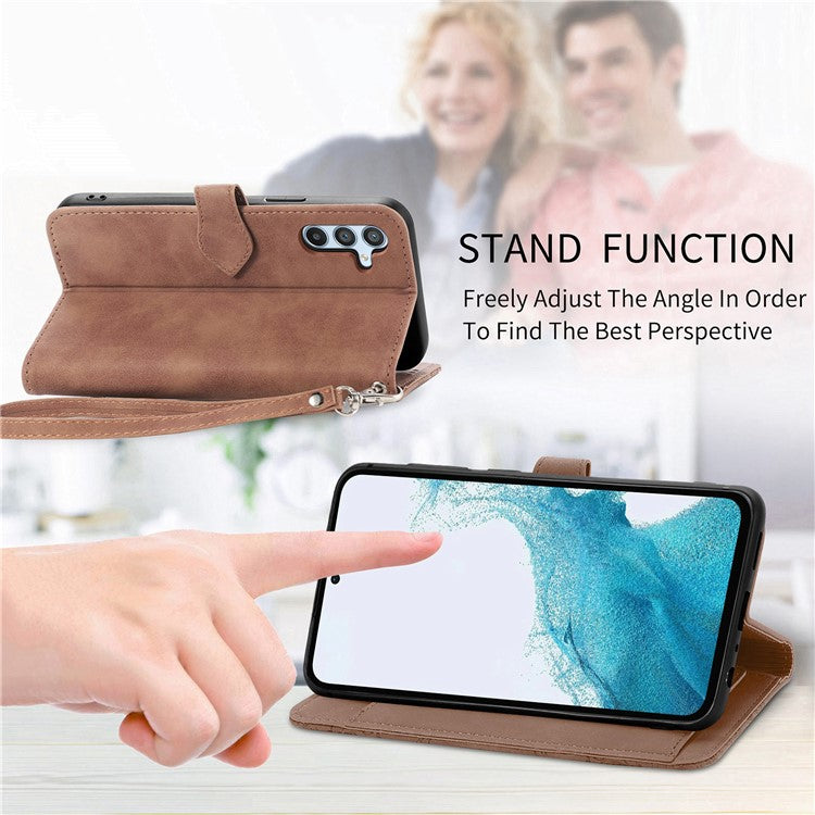 For Samsung Galaxy A36 5G / A56 5G Case Zipper Wallet PU Leather Flower Imprint Phone Cover - Brown
