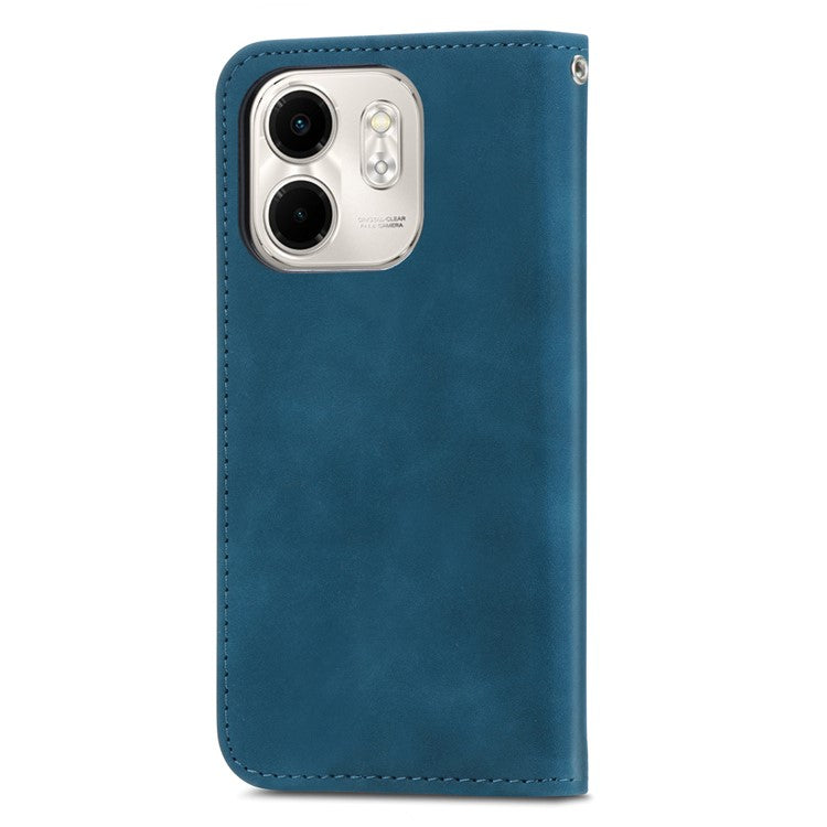 For Infinix Smart 9 4G Case Skin Touch Feeling Leather Card Holder Phone Cover Magnetic Absorption - Dark Blue