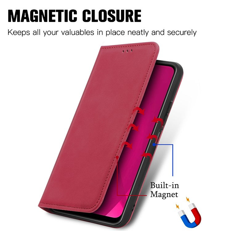 For Infinix Smart 9 4G Case Skin Touch Feeling Leather Card Holder Phone Cover Magnetic Absorption - Red