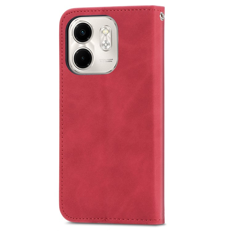 For Infinix Smart 9 4G Case Skin Touch Feeling Leather Card Holder Phone Cover Magnetic Absorption - Red