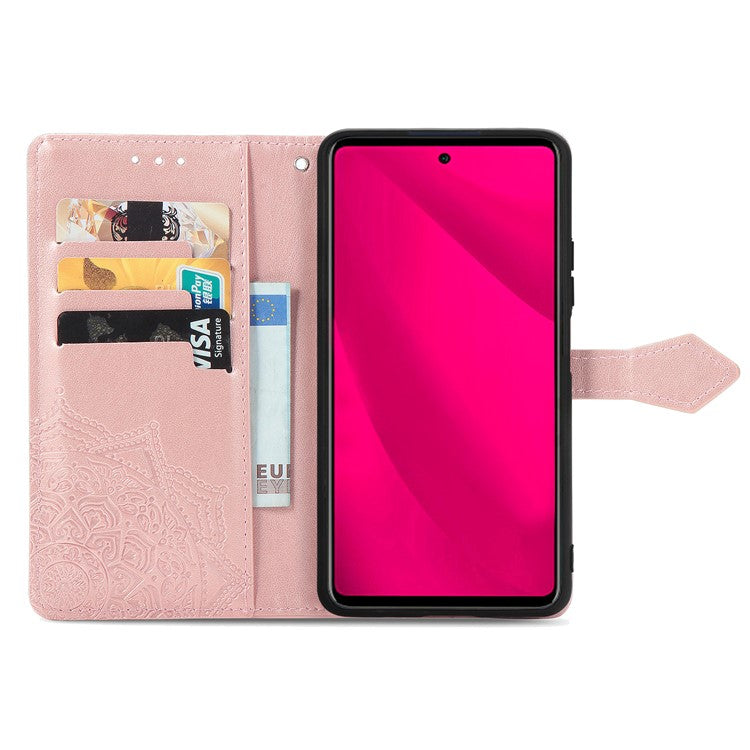 For Infinix Smart 9 4G Wallet Case Mandala Flower Leather Phone Cover Stand View - Rose Gold