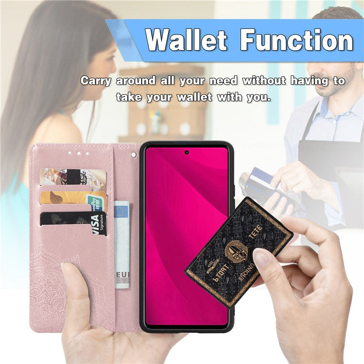 For Infinix Smart 9 4G Wallet Case Mandala Flower Leather Phone Cover Stand View - Rose Gold
