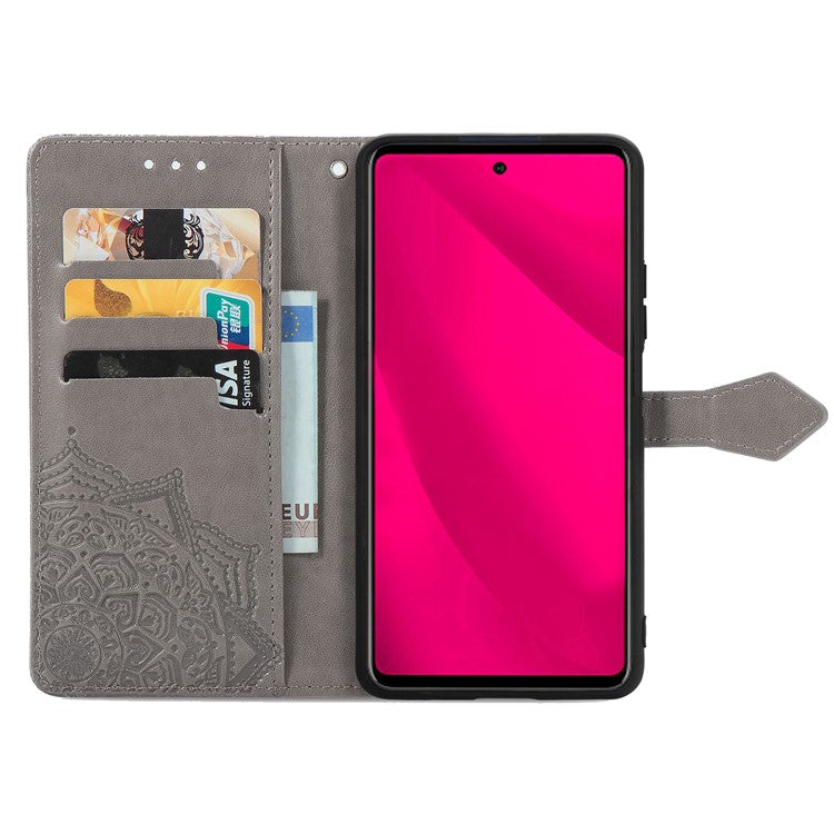 For Infinix Smart 9 4G Wallet Case Mandala Flower Leather Phone Cover Stand View - Grey