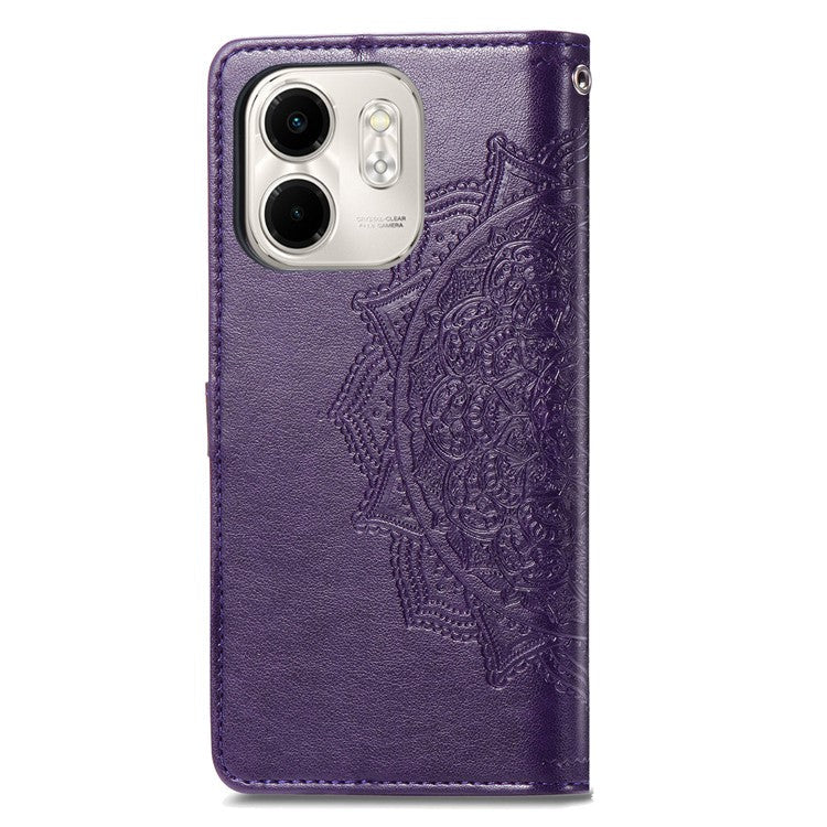 For Infinix Smart 9 4G Wallet Case Mandala Flower Leather Phone Cover Stand View - Purple