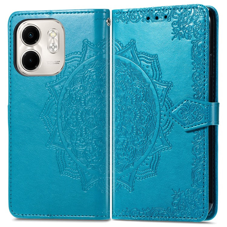 For Infinix Smart 9 4G Wallet Case Mandala Flower Leather Phone Cover Stand View - Blue
