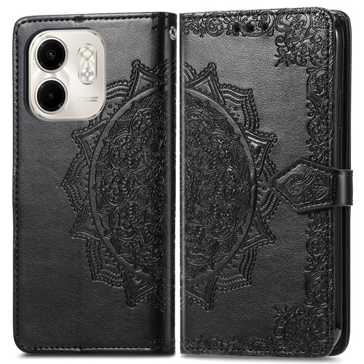 For Infinix Smart 9 4G Wallet Case Mandala Flower Leather Phone Cover Stand View - Black