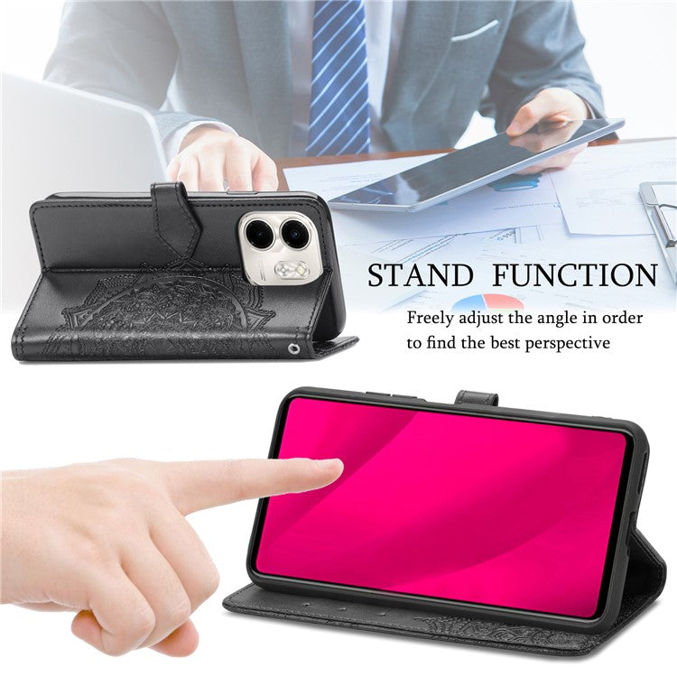 For Infinix Smart 9 4G Wallet Case Mandala Flower Leather Phone Cover Stand View - Black