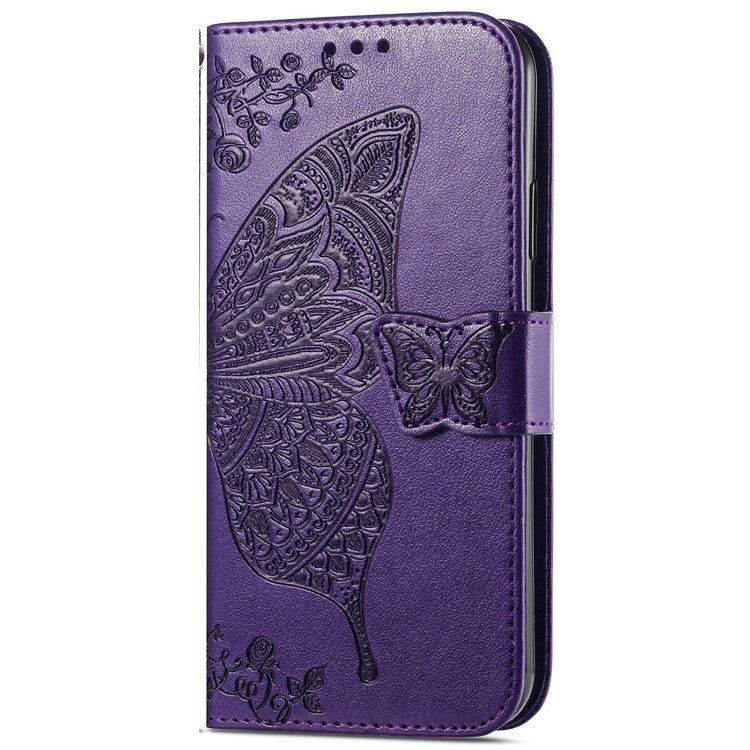 For Infinix Smart 9 4G Case PU Leather Wallet Phone Cover Butterfly Pattern - Dark Purple