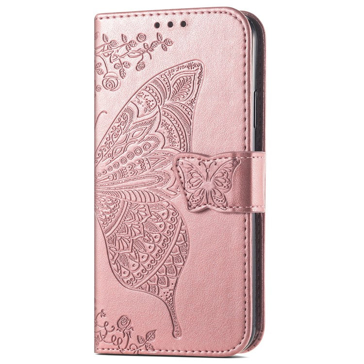 For Infinix Smart 9 4G Case PU Leather Wallet Phone Cover Butterfly Pattern - Rose Gold