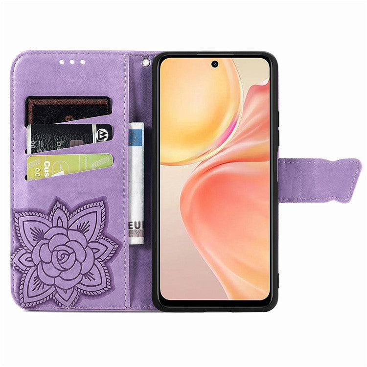 For Infinix Smart 9 4G Case PU Leather Wallet Phone Cover Butterfly Pattern - Light Purple