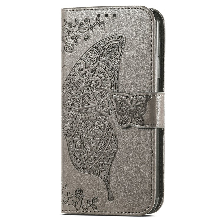 For Infinix Smart 9 4G Case PU Leather Wallet Phone Cover Butterfly Pattern - Grey