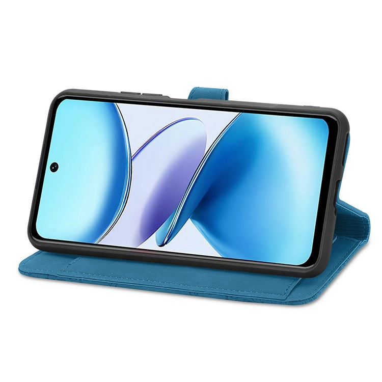 For Infinix Smart 9 4G Case Zipper Wallet PU Leather Flower Imprint Phone Cover - Blue