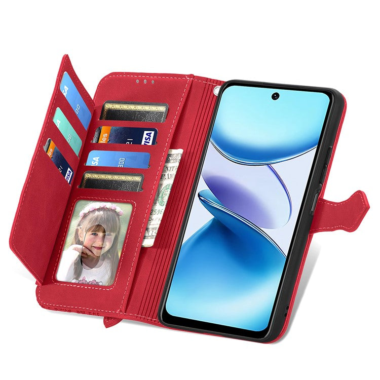 For Infinix Smart 9 4G Case Zipper Wallet PU Leather Flower Imprint Phone Cover - Red