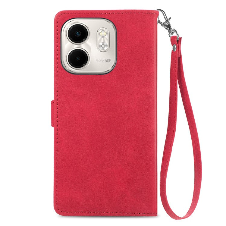 For Infinix Smart 9 4G Case Zipper Wallet PU Leather Flower Imprint Phone Cover - Red