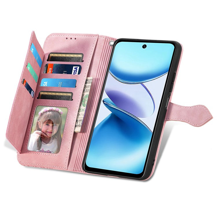 For Infinix Smart 9 4G Case Zipper Wallet PU Leather Flower Imprint Phone Cover - Pink