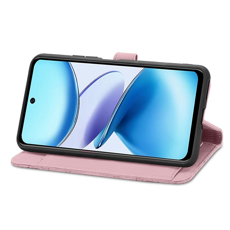 For Infinix Smart 9 4G Case Zipper Wallet PU Leather Flower Imprint Phone Cover - Pink