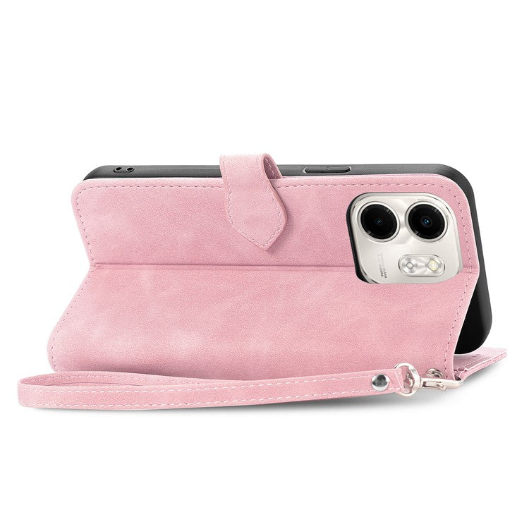 For Infinix Smart 9 4G Case Zipper Wallet PU Leather Flower Imprint Phone Cover - Pink