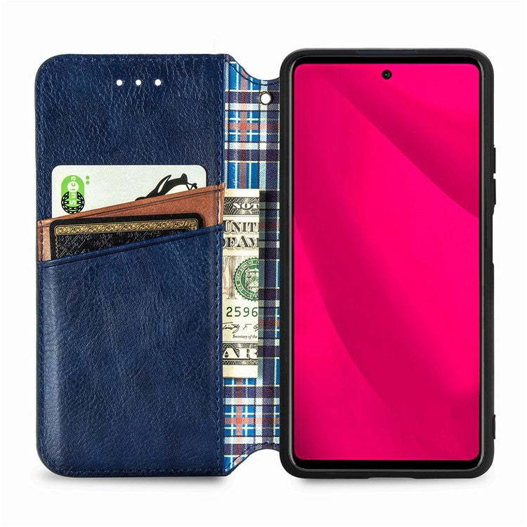 For Infinix Smart 9 4G Case Rhombus Imprint PU Leather Wallet Phone Cover - Blue