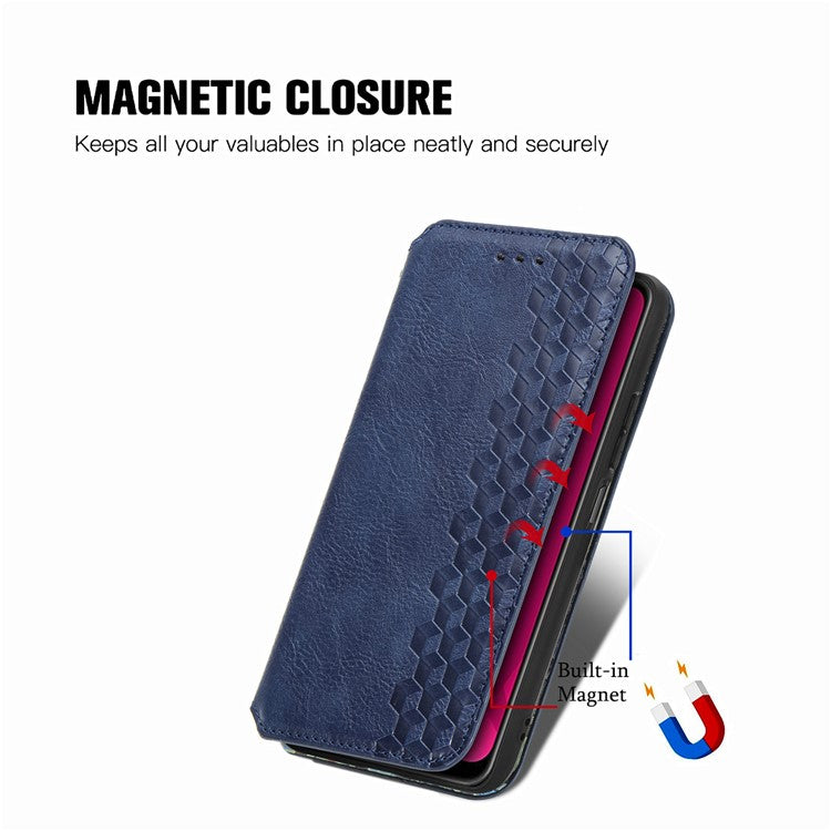 For Infinix Smart 9 4G Case Rhombus Imprint PU Leather Wallet Phone Cover - Blue