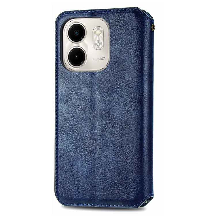 For Infinix Smart 9 4G Case Rhombus Imprint PU Leather Wallet Phone Cover - Blue