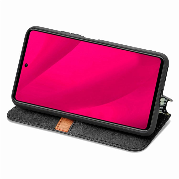 For Infinix Smart 9 4G Case Rhombus Imprint PU Leather Wallet Phone Cover - Black