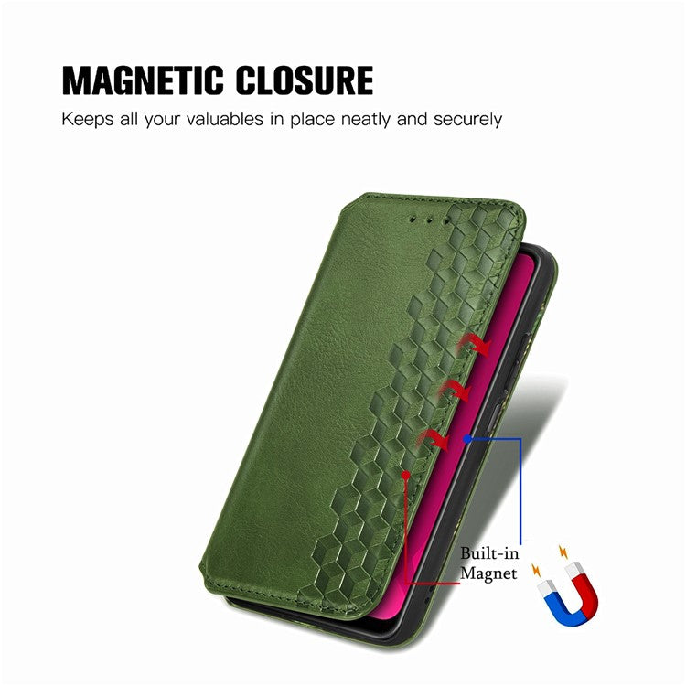 For Infinix Smart 9 4G Case Rhombus Imprint PU Leather Wallet Phone Cover - Green