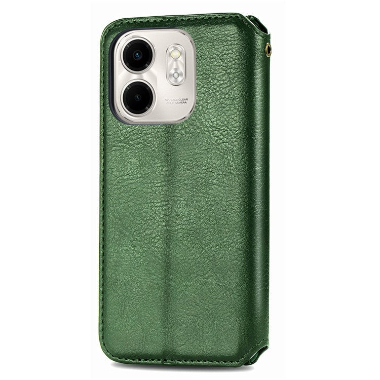 For Infinix Smart 9 4G Case Rhombus Imprint PU Leather Wallet Phone Cover - Green