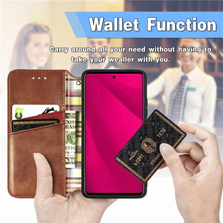For Infinix Smart 9 4G Case Rhombus Imprint PU Leather Wallet Phone Cover - Brown