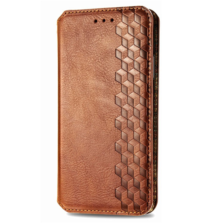 For Infinix Smart 9 4G Case Rhombus Imprint PU Leather Wallet Phone Cover - Brown