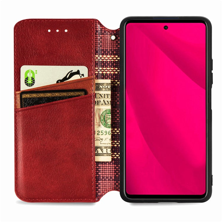 For Infinix Smart 9 4G Case Rhombus Imprint PU Leather Wallet Phone Cover - Red