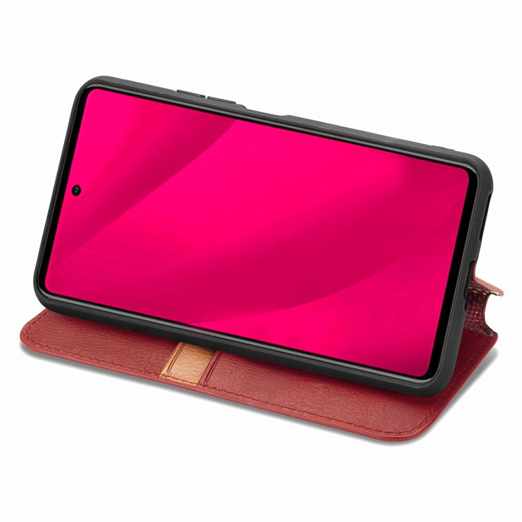 For Infinix Smart 9 4G Case Rhombus Imprint PU Leather Wallet Phone Cover - Red