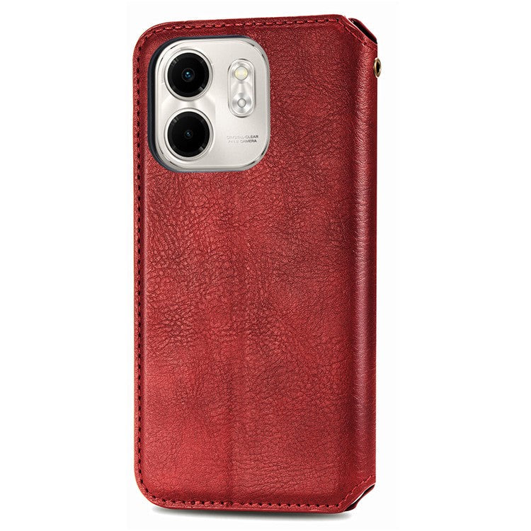 For Infinix Smart 9 4G Case Rhombus Imprint PU Leather Wallet Phone Cover - Red