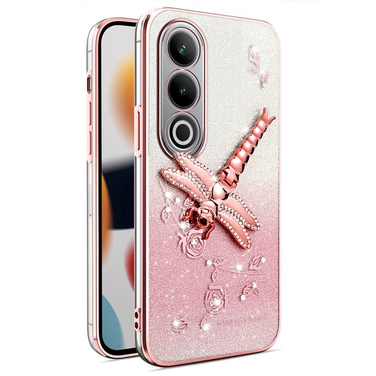KADEM For OnePlus Ace 3V 5G Case Dragonfly Kickstand TPU Flowers Glitter Phone Cover - Pink