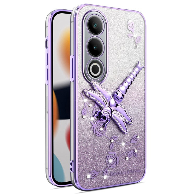 KADEM For OnePlus Ace 3V 5G Case Dragonfly Kickstand TPU Flowers Glitter Phone Cover - Purple