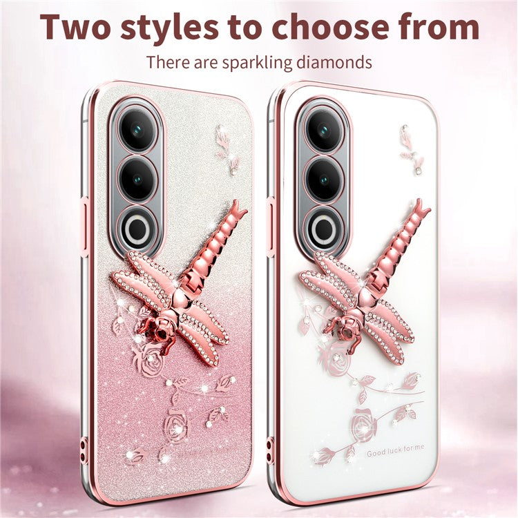 KADEM For OnePlus Ace 3V 5G Case Dragonfly Kickstand TPU Flowers Glitter Phone Cover - Purple