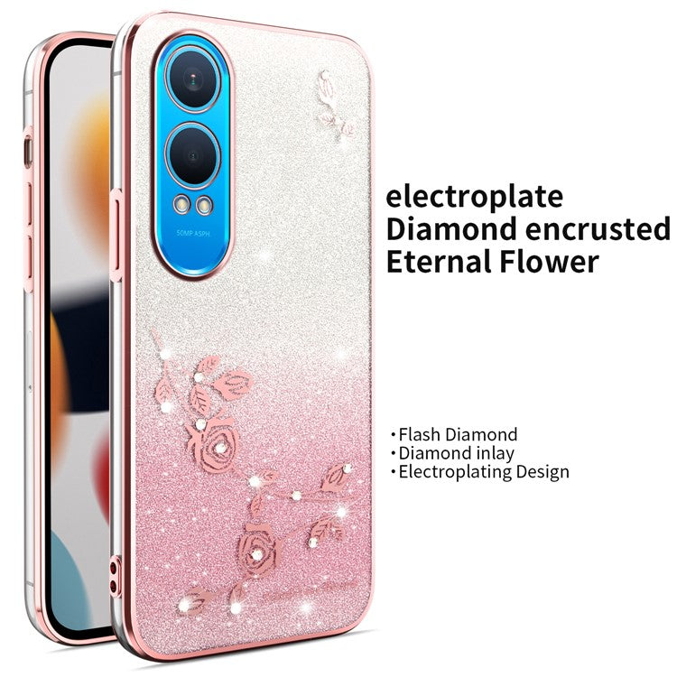 KADEM For OnePlus Nord CE4 Lite 5G Case Dragonfly Kickstand TPU Flowers Glitter Phone Cover - Pink