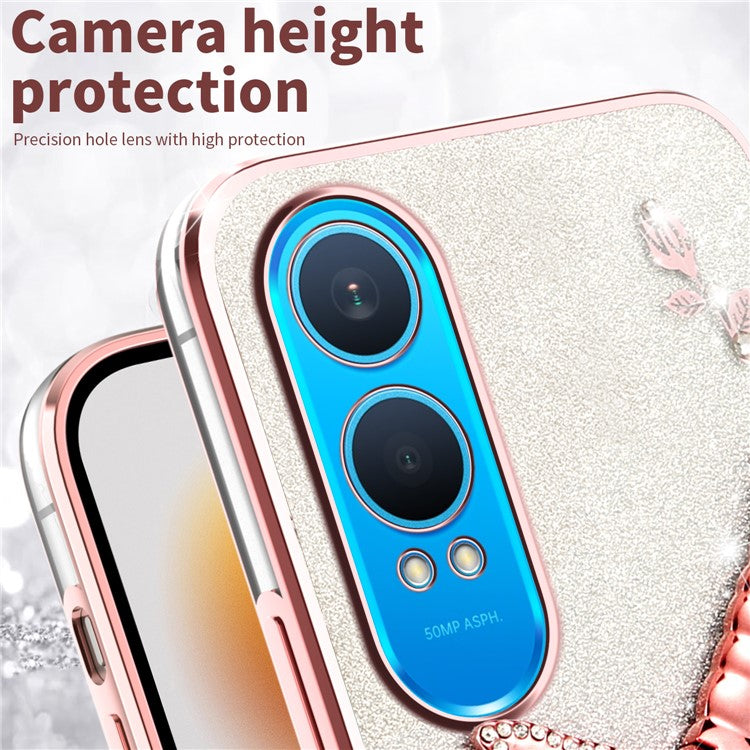 KADEM For OnePlus Nord CE4 Lite 5G Case Dragonfly Kickstand TPU Flowers Glitter Phone Cover - Pink