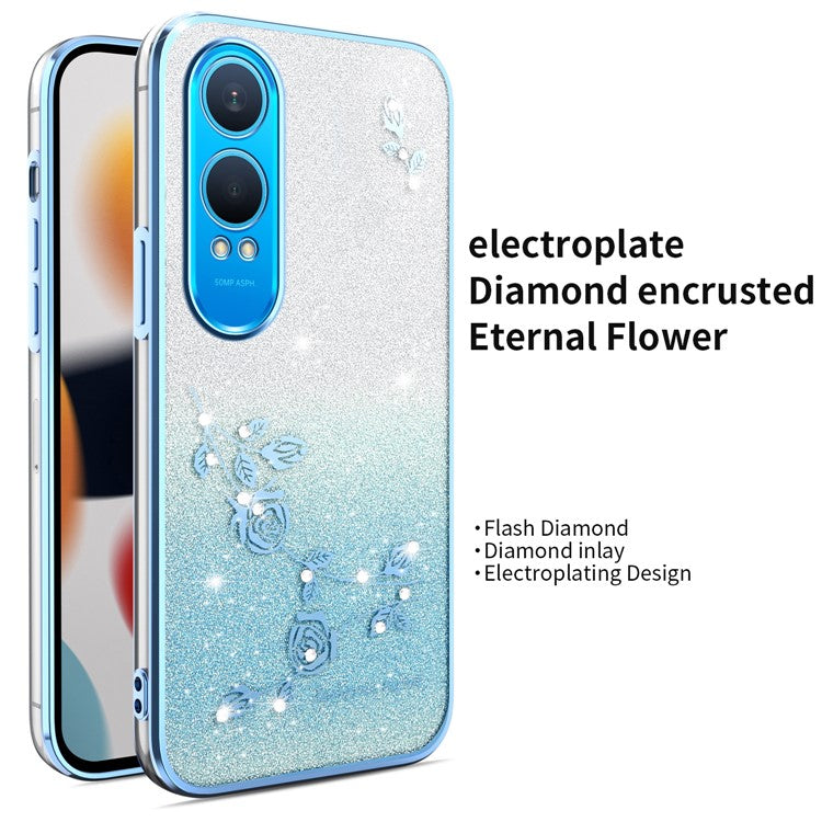 KADEM For OnePlus Nord CE4 Lite 5G Case Dragonfly Kickstand TPU Flowers Glitter Phone Cover - Blue